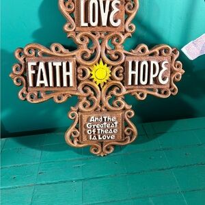Elegant Brown Wall Cross with Inspirational Words